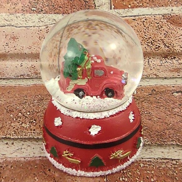 Mini Christmas Tree Truck Snowglobe Pickup Waterglobe Snow Globe Santa Reindeers - Picture 12 of 16